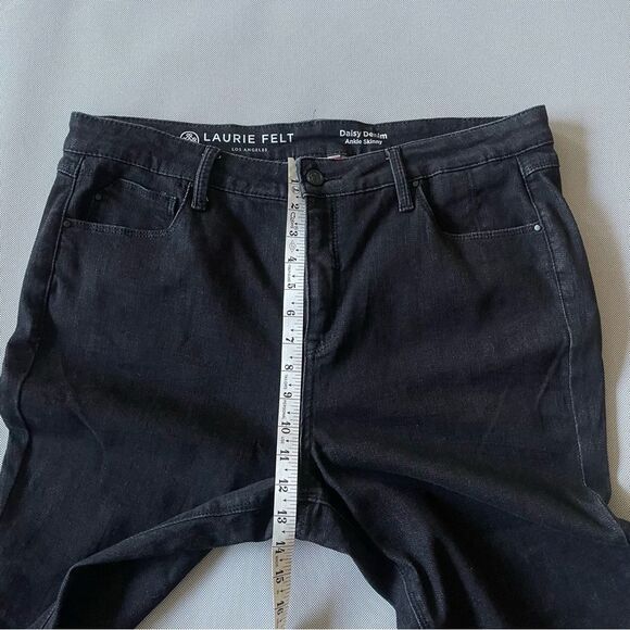 Laurie Felt Los Angeles Black Daisy Denim Ankle Skinny Jeans Women’s Size 18WP - Picture 7 of 11